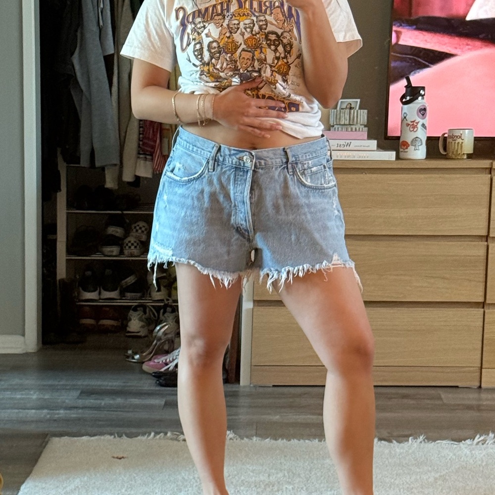 Agolde Light Blue Jean Shorts